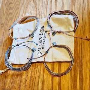 Pura Vida Multicolor Bracelet Set & Silver Wave Ring sz6